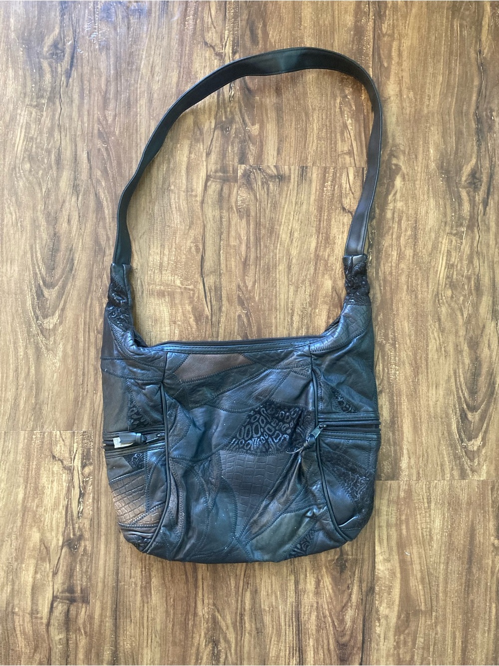 Women’s Black Patchwork Leather Shoulder Bag